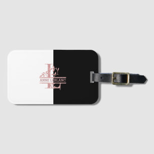 Modern Rose Gold Split Custom Monogram L Luggage Tag