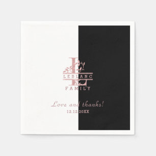 Modern Rose Gold Split Custom Monogram L Napkins