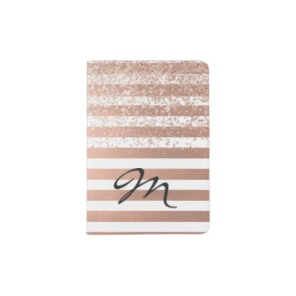 Modern Rose Gold Striped Passport Holder