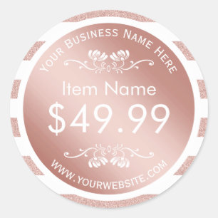 Modern Rose Gold Stripes Price Tag