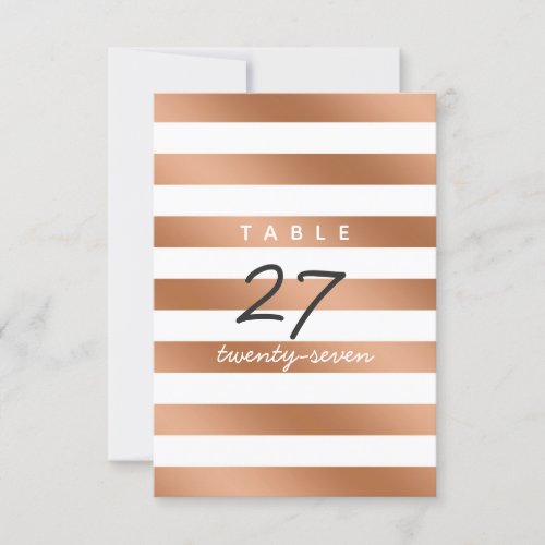 Modern Rose Gold Stripes Seating Table Numbers