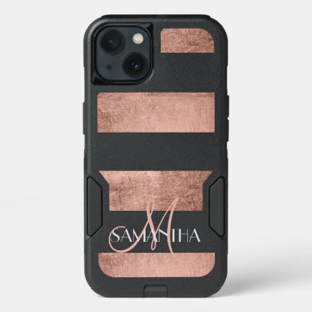 Modern Rose Gold Stripes Stylish Personalized Iphone 13 Case