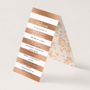 Modern Rose Gold Stripes Wedding Ceremony Program