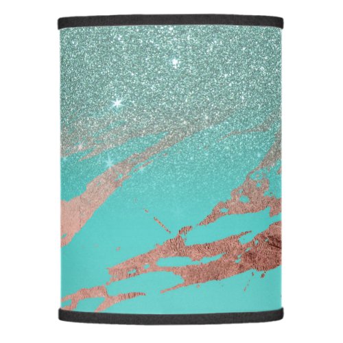 Modern Rose Gold Teal Marble Glitter Gradient Lamp Shade