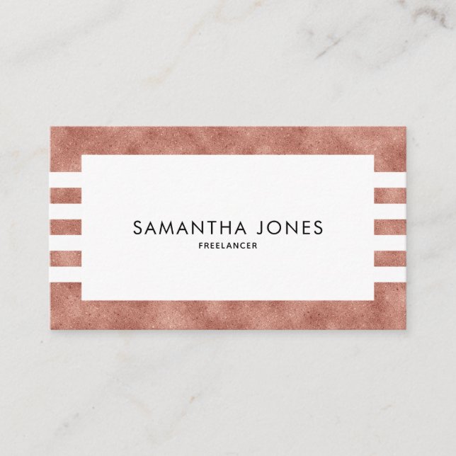 Modern Rose Gold Texture Stripes Freelancer Business Card (Front)