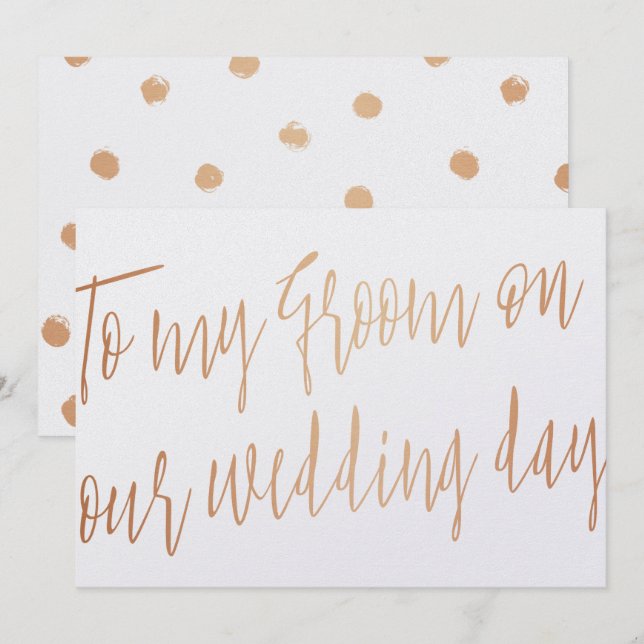 Modern Rose Gold To my groom on our wedding day Invitation (Front/Back)