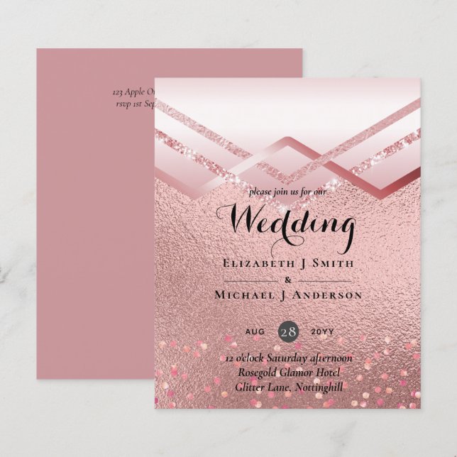 Modern Rose Gold Trendy Budget Wedding (Front/Back)