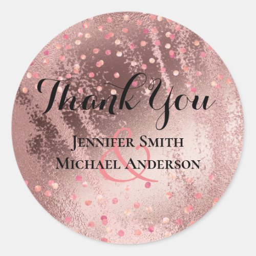 Modern Rose Gold Trendy Budget Wedding Classic Round Sticker