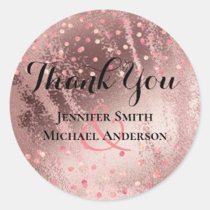 Modern Rose Gold Trendy Budget Wedding Classic Round Sticker