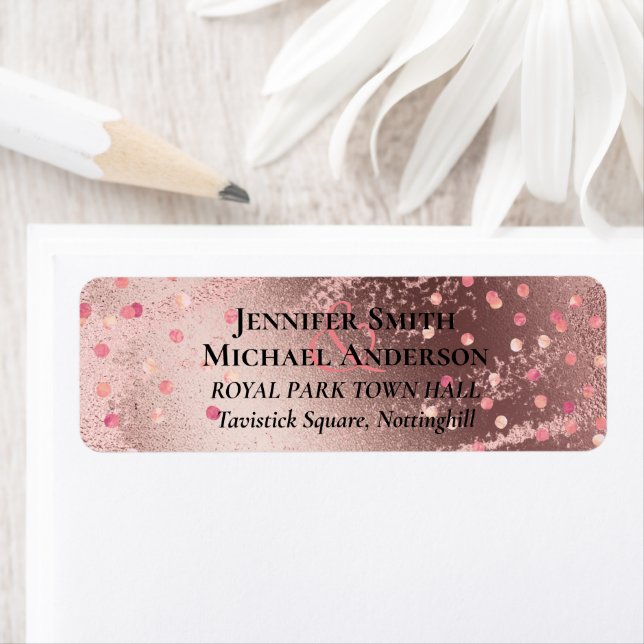 Modern Rose Gold Trendy Budget Wedding Label (Insitu)