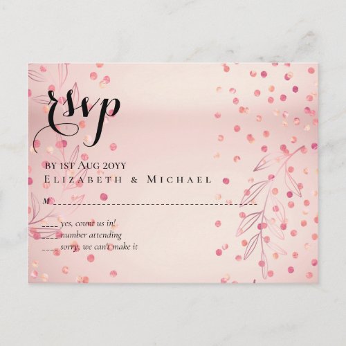 Modern Rose Gold Trendy Budget Wedding Postcard