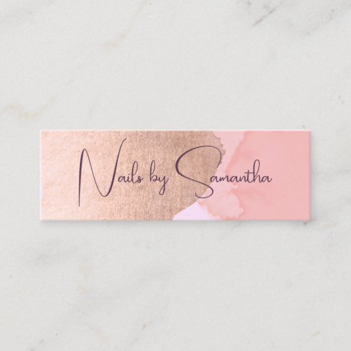 Modern rose gold watercolor nails mini business card