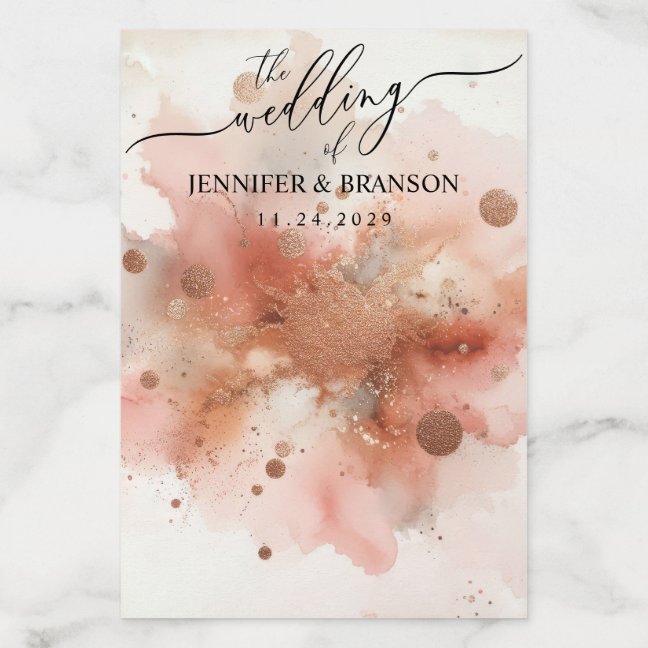 Modern Rose Gold Watercolor Wedding Pattern Envelope Liner