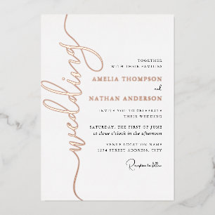 Modern Rose Gold Wedding  Foil Invitation