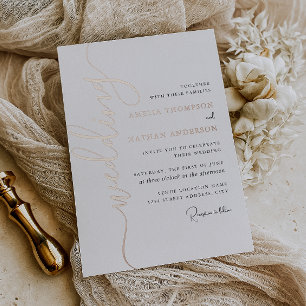 Modern Rose Gold Wedding  Foil Invitation