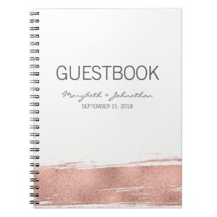 Modern Rose Gold Wedding Guest Book Notebook