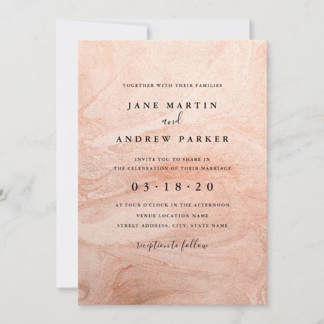 Modern Rose Gold Wedding Invitation (Front)