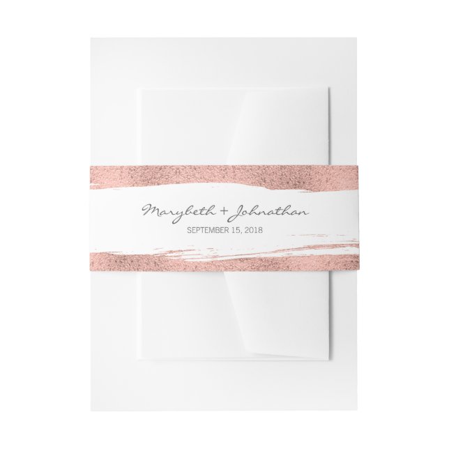 Modern Rose Gold Wedding Invitation Belly Band (Front Example)