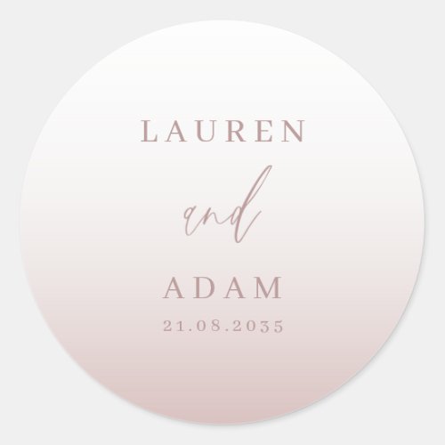 Modern Rose Gold Wedding Monogram  Classic Round Sticker