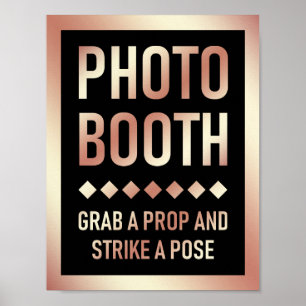 Modern Rose Gold Wedding Photo Booth Sign