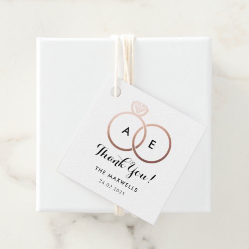 Modern Rose Gold Wedding Rings Favor Favor Tags