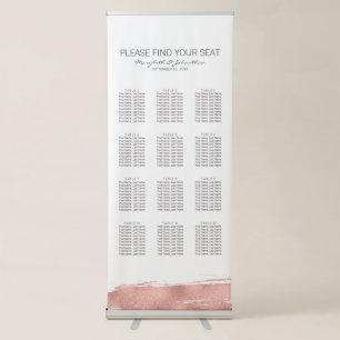 Modern Rose Gold Wedding Seating Chart Retractable Banner