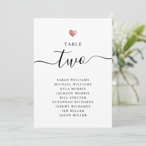 Modern Rose Gold Wedding Table Number Cards