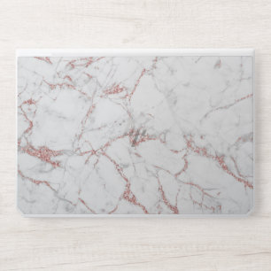 Modern Rose Gold & White Marble Background HP Laptop Skin