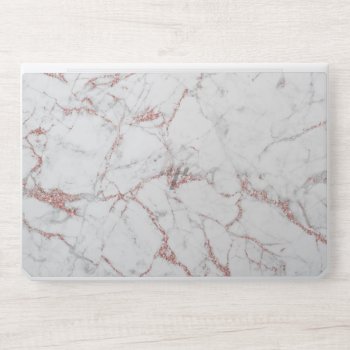 Modern Rose Gold & White Marble Background Hp Laptop Skin by caseplus at Zazzle