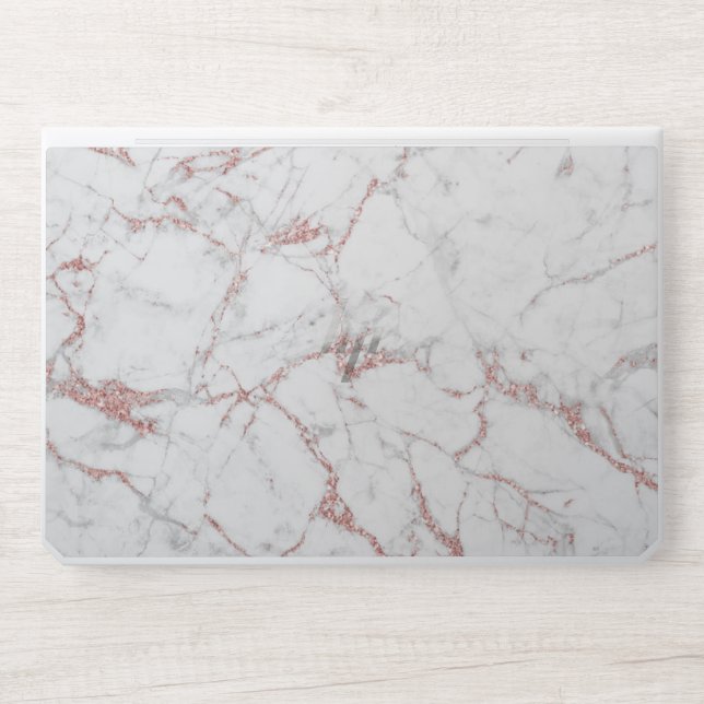 Modern Rose Gold & White Marble Background HP Laptop Skin (Front)