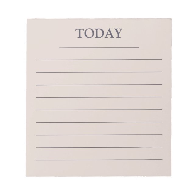 Modern Rose Gray Lavender TODAY to do list Lined Notepad (Front)