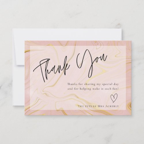 Modern Rose Marble Bridal Shower Thank You Card