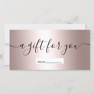 Modern rose metallic gradient gift certificate