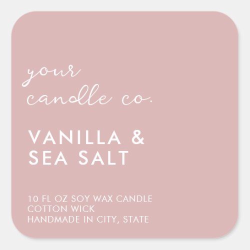 Modern Rose Minimalist Candle Label