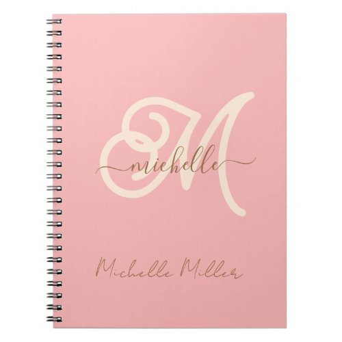 modern rose monogram initial business name gold no notebook