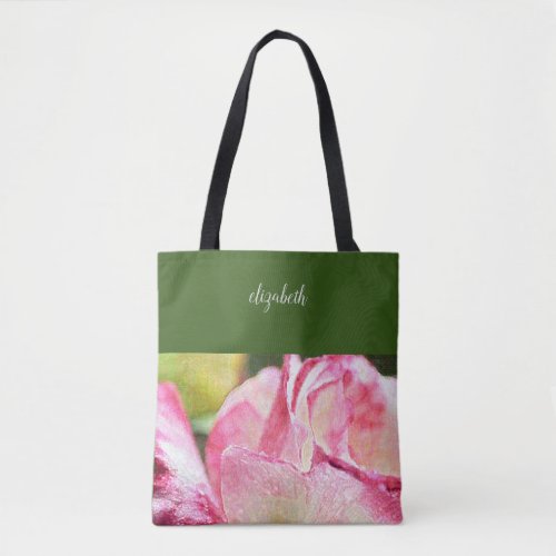 Modern Rose Monogrammed Tote Bag