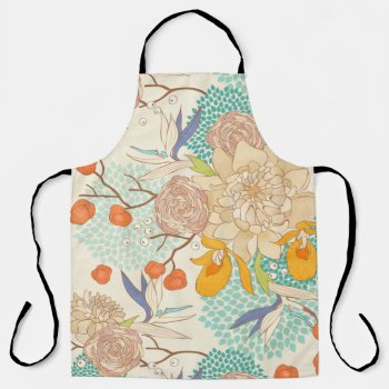 Modern Rose Peony Flower Pattern Apron by ReligiousStore at Zazzle