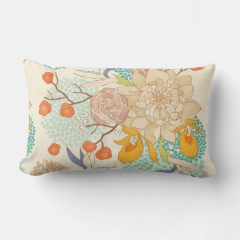 Modern Rose Peony Flower Pattern Lumbar Pillow by ReligiousStore at Zazzle