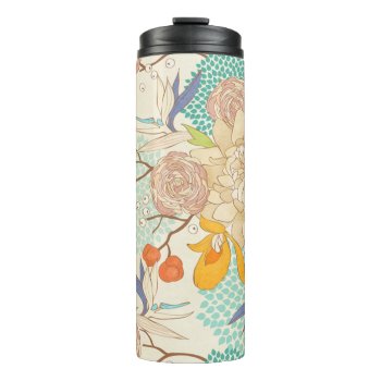 Modern Rose Peony Flower Pattern Thermal Tumbler by bestgiftideas at Zazzle