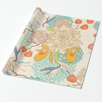 Modern Rose Peony Flower Pattern Wrapping Paper by bestgiftideas at Zazzle