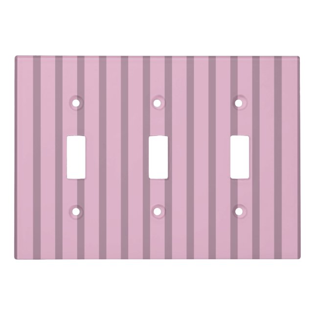 Modern Rose Pink and Mauve Striped Light Switch Cover (Front)