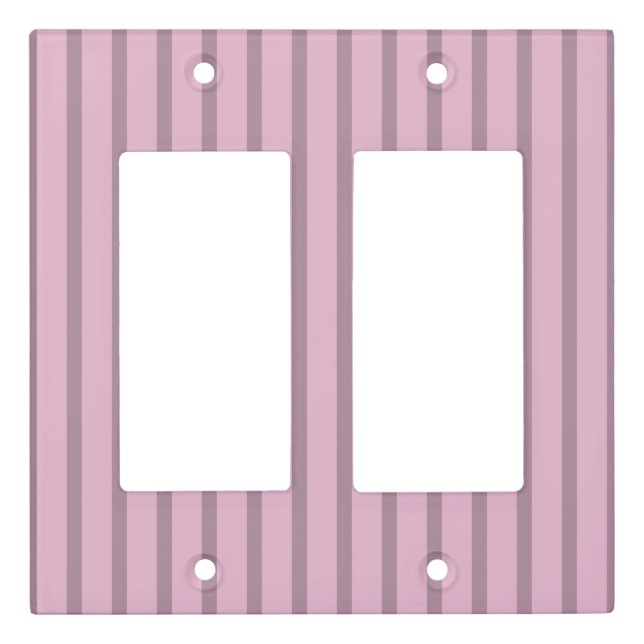 Modern Rose Pink and Mauve Striped Light Switch Cover (Front)