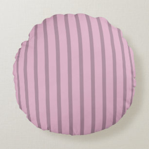 Modern Rose Pink and Mauve Striped Round Pillow