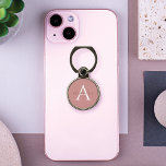 Modern Rose Pink Custom Script Name & Monogram Phone Ring Stand<br><div class="desc">Add a stylish and personalized look to your phone with our modern & stylish rose pink background with a simple personalized script name & white monogram.</div>