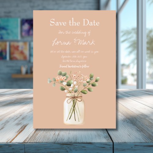 Modern Rose Pink.; Flower Jar Save The Date Card