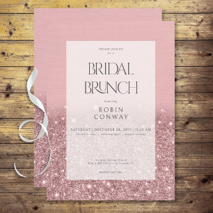Modern Rose Pink Glam Glitter Bridal Brunch Invitation