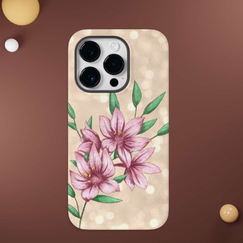 Modern Rose Pink Gold Floral Bouquet Illustration  Case_Mate iPhone 14 Pro Case