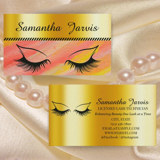 Modern Rose Pink & Gold Foil Lash Branding Business Card (Creator Uploaded)