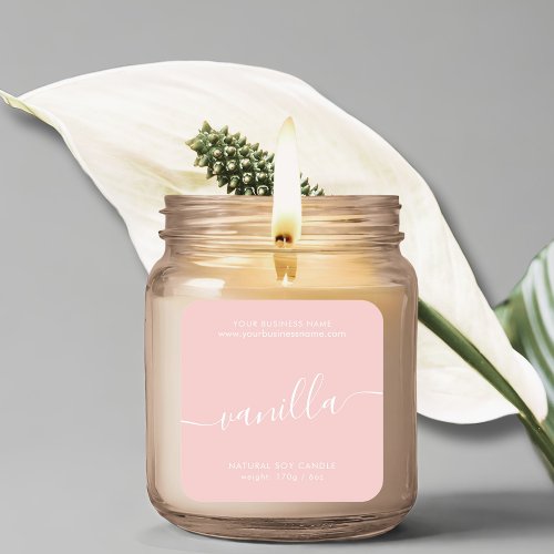 Modern rose pink script candle product label