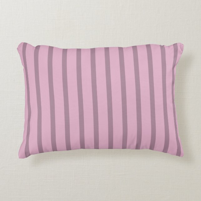 Modern Rose Pink Striped Accent Pillow (Front)